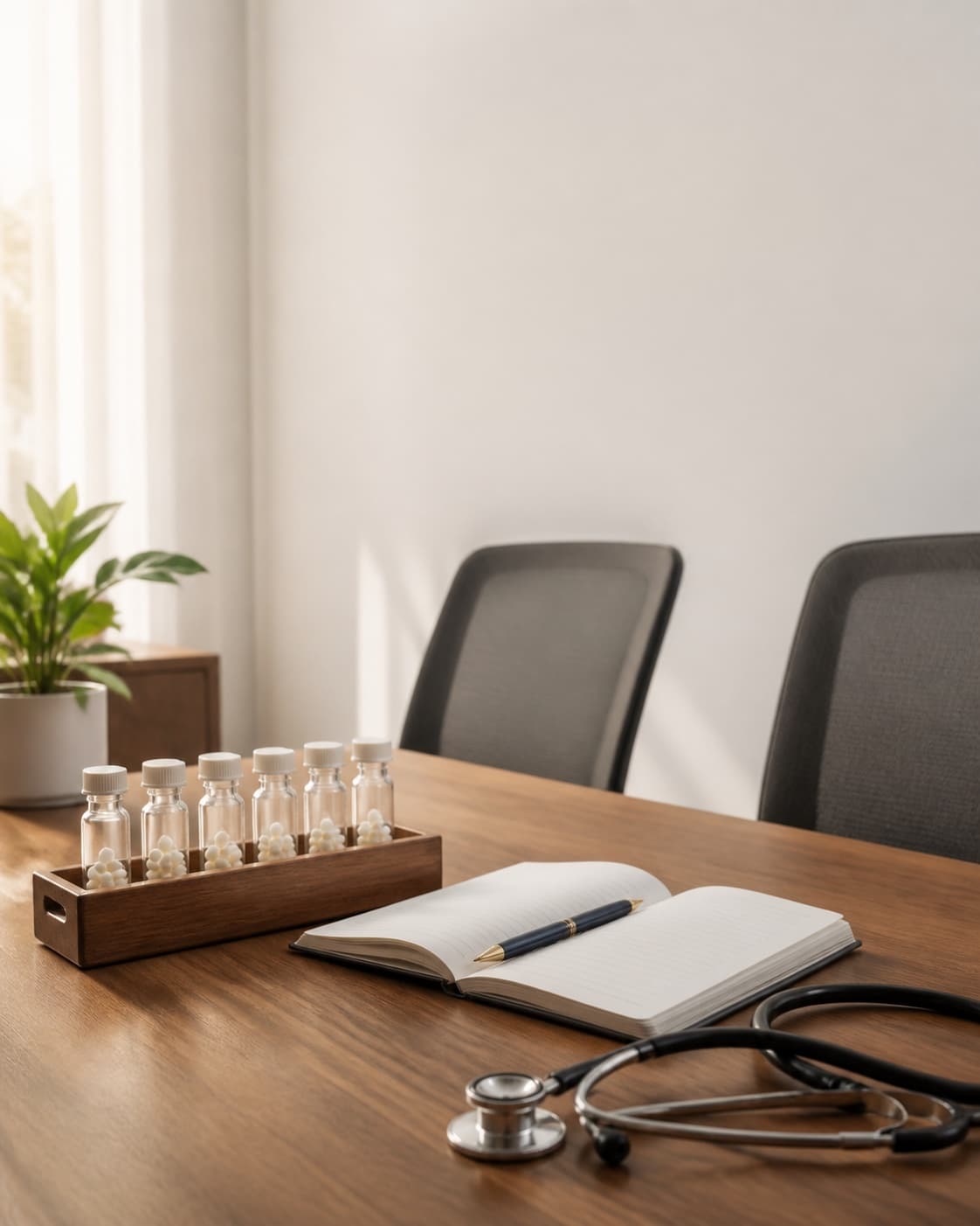 Jeeven Homoeopathy Clinic consultation room with remedies and patient chairs